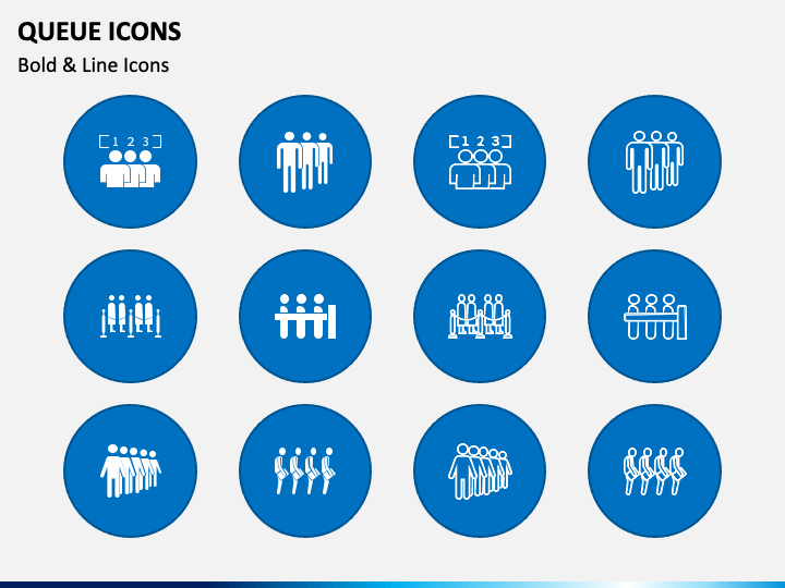 Queue Icons For Powerpoint And Google Slides - Ppt Slides