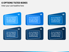 6 Options Tilted Boxes PPT Slide 1