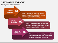 3 Step Arrow Text Boxes PPT Slide 1