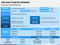 One Page Charter Summary PowerPoint and Google Slides Template - PPT Slides