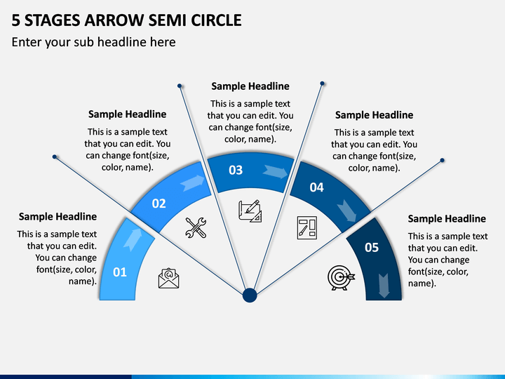 5 Stages Arrow Semi Circle PPT Slide 1