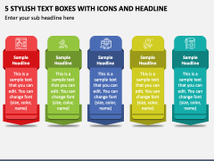 5 Stylish Text Boxes with Icons and Headline PPT Slide 1