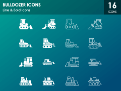 Bulldozer Icons PPT Slide 1