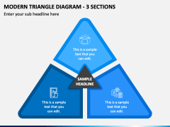 Modern Triangle Diagram - 3 Sections PPT Slide 2