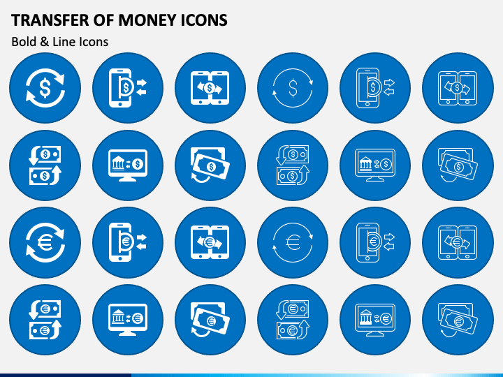 Transfer of Money Icons PPT Slide 1