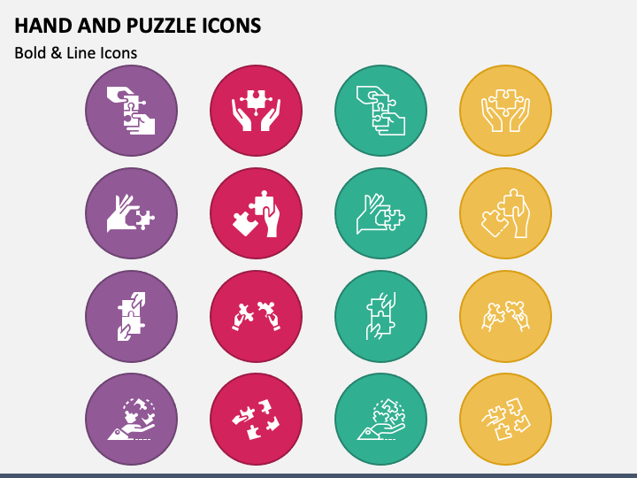 Hand And Puzzle Icons for PowerPoint and Google Slides - PPT Slides