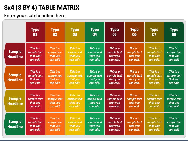 8 by 4 Table Matrix PPT Slide 1