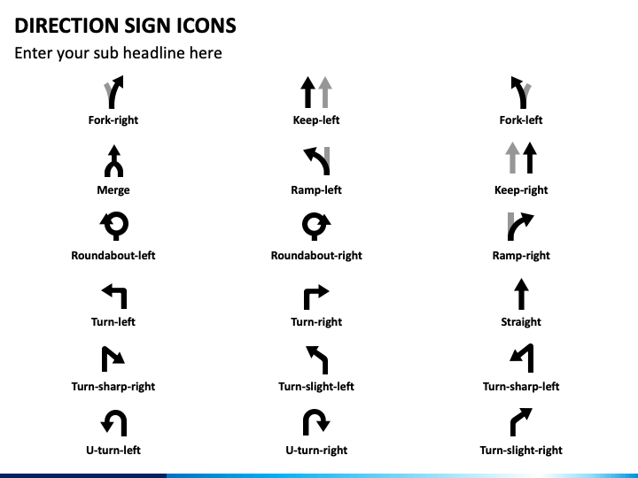 Direction Sign Icons PPT Slide 1