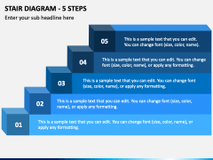 Stair Diagram - 5 Steps PPT Slide 2