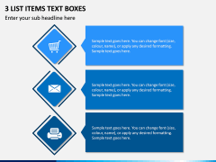 3 List Items Text Boxes PPT Slide 1