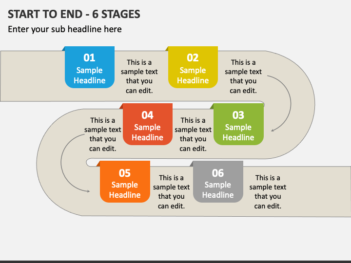 Start to End - 6 Stages PPT Slide 1