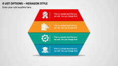 4 List Options - Hexagon Style PPT Slide 1