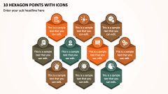 10 Hexagon Points with Icons PPT Slide 1