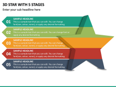 3D Star With 5 Stages PPT Slide 2