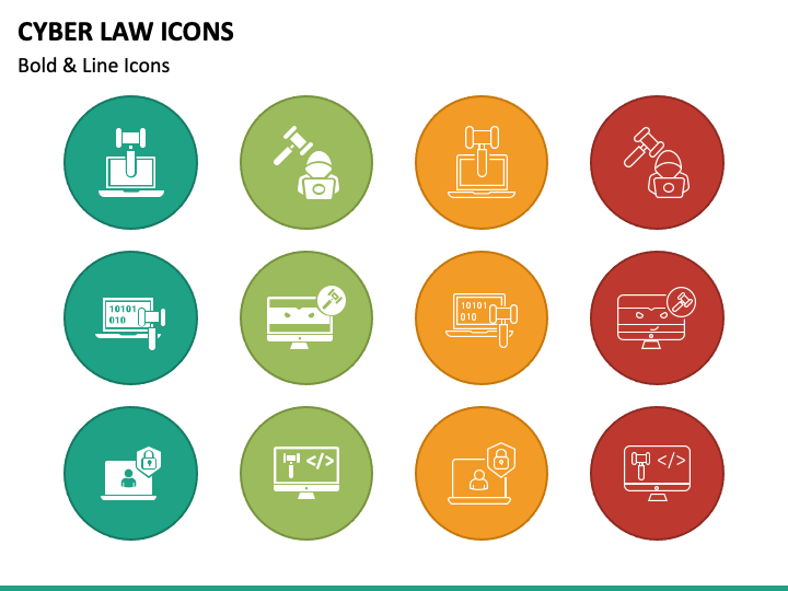 Cyber Law Icons PPT Slide 1
