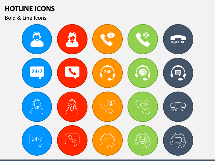 Hotline Icons PPT Slide 1