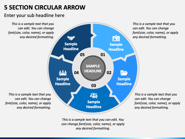 5 Section Circular Arrow PPT Slide 1