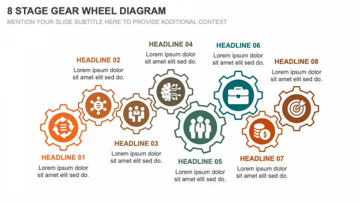 8 Stage Gear Wheel Diagram PPT Slide 1