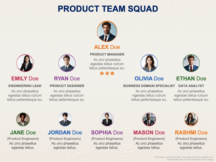 Product Team Squad PowerPoint Template and Google Slides Theme