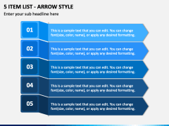 5 Item List - Arrow Style PPT Slide 2