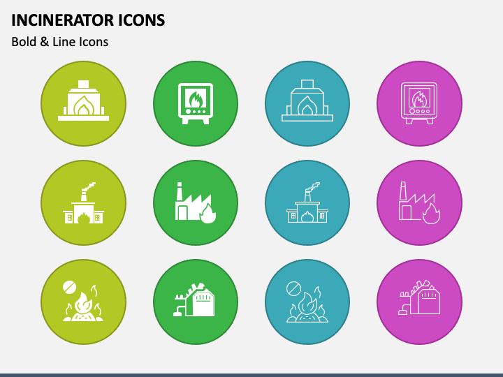 Incinerator Icons PPT Slide 1